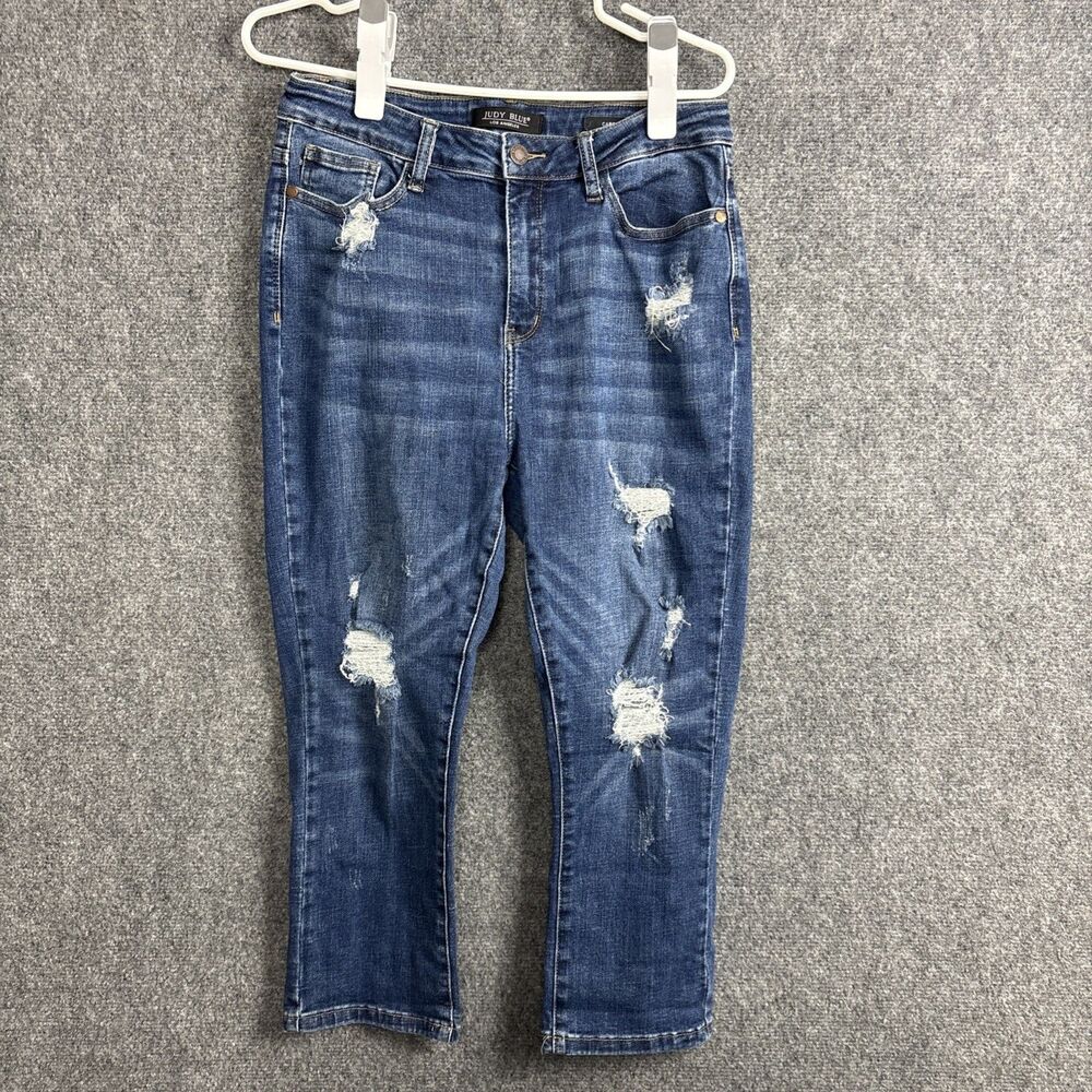 Judy Blue Capri Fit Jeans Womens Size 9 / 29 blue Distressed JB88211